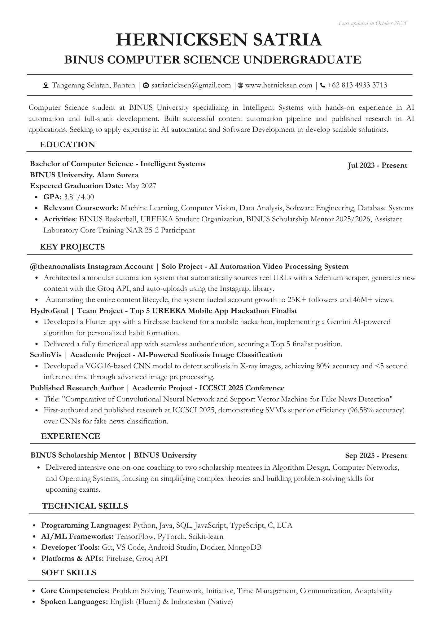 Hernicksen Satria CV Preview